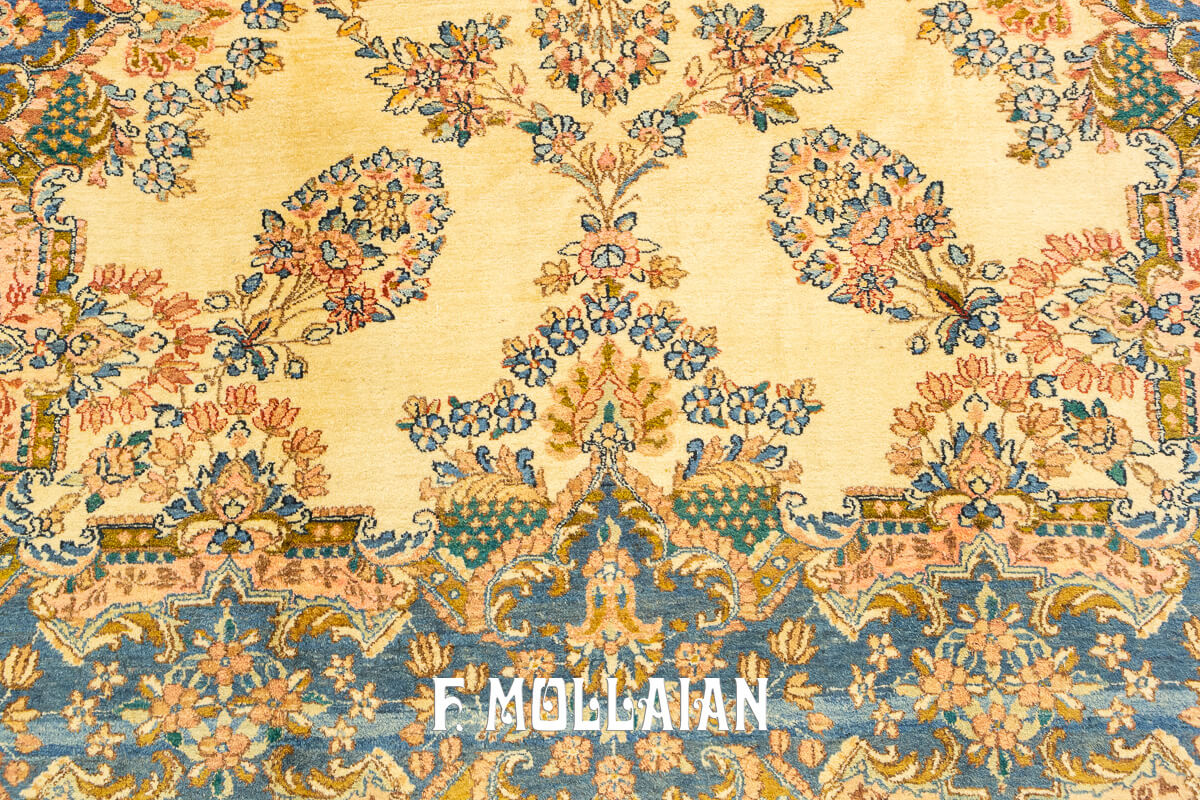 Tappeto Antico Kerman Disegno Floreale Colore Beige n°:17725766